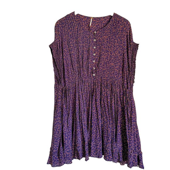 Free People One Fine Day Mini Dress Blue Combo - Picture 4 of 8